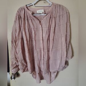 Blush pink Butterfly sleeve Button Down shirt